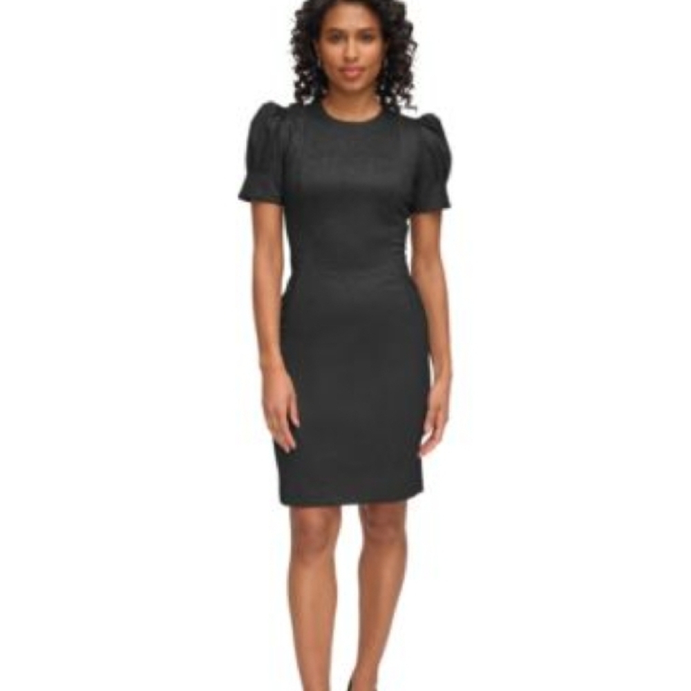 DKNY Elegant Black Puff Sleeve Dress  USED